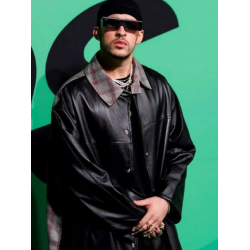 Spotify Awards Bad Bunny Black Leather Coat